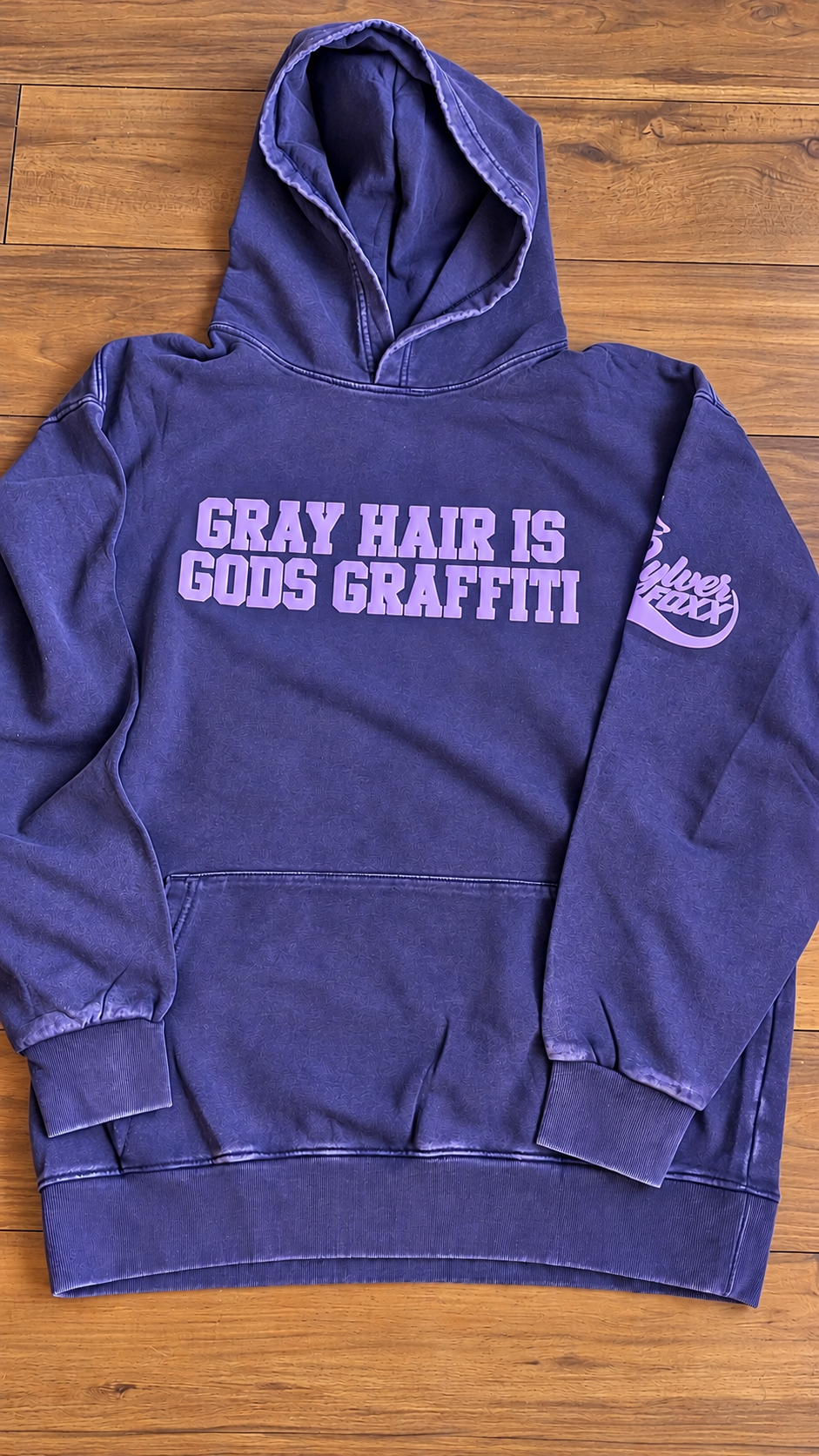 Purple washed G.H.I.G.G HOODIE lavender letters & logo